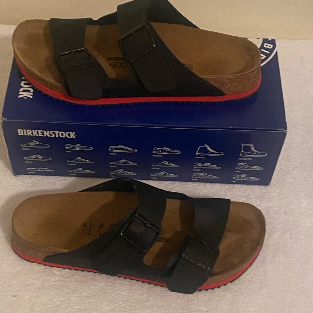 Birkenstock Unisex‎ Arizona Super Grip Birko-Flor Sandals Size M8.5/W10.5 Black - Picture 2 of 6